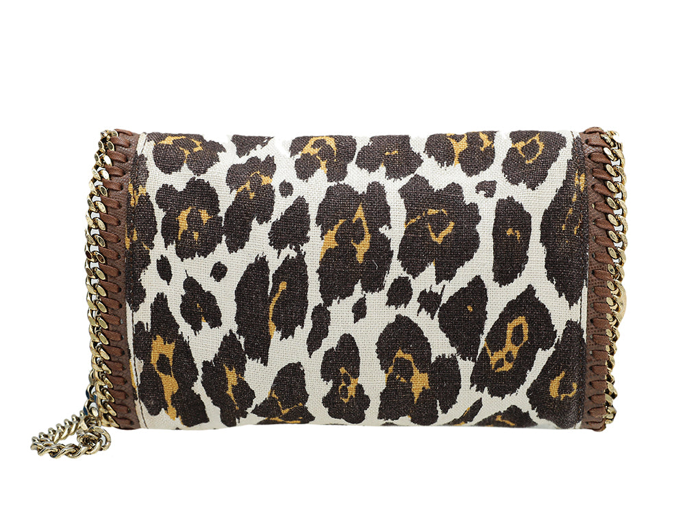 Stella McCartney Brown Leopard Print Chain Clutch
