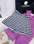 Chanel 21P SS blue houndstooth shorts