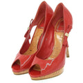 Christian Dior Patent Open Toe Pumps Red