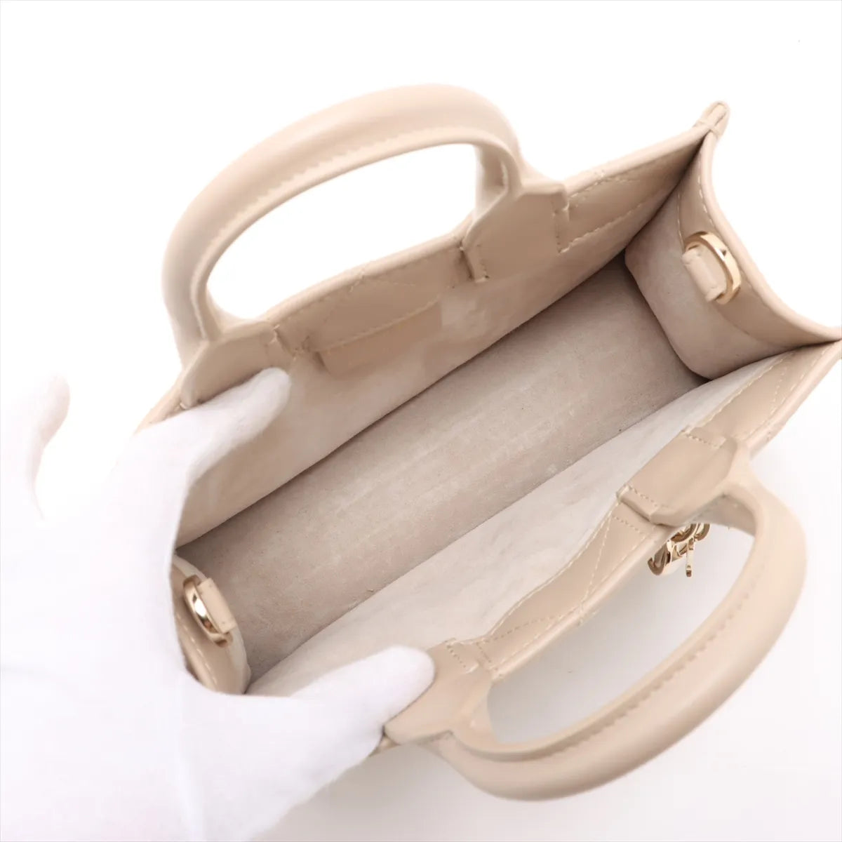 Christian Dior Beige Macrocannage Leather Mini Dior Book Tote Bag  [Clearance Sale]