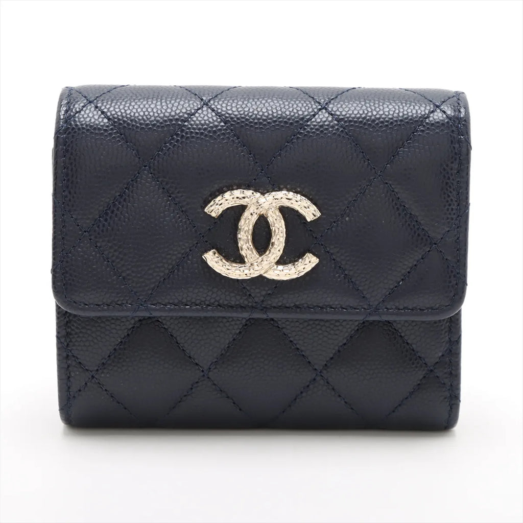 Chanel Black Caviar Calfskin Compact Wallet [Clearance Sale]