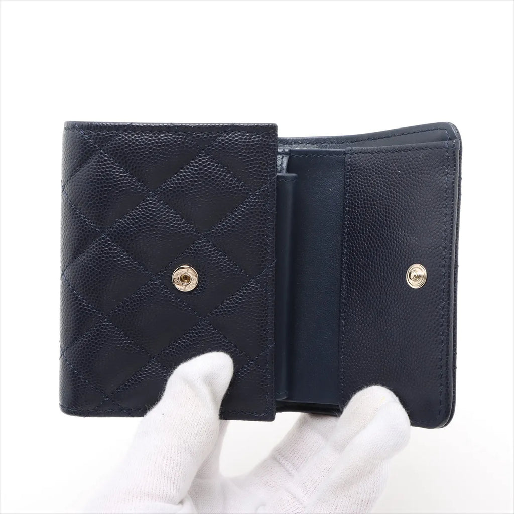 Chanel Black Caviar Calfskin Compact Wallet [Clearance Sale]