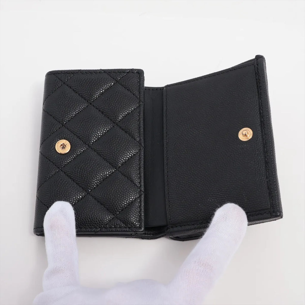 Chanel Black Caviar Calfskin Compact Wallet [Clearance Sale]