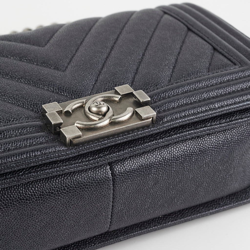 Chanel Old Medium Caviar Boy Black