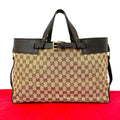 Gucci GG Canvas Leather Tote Bag