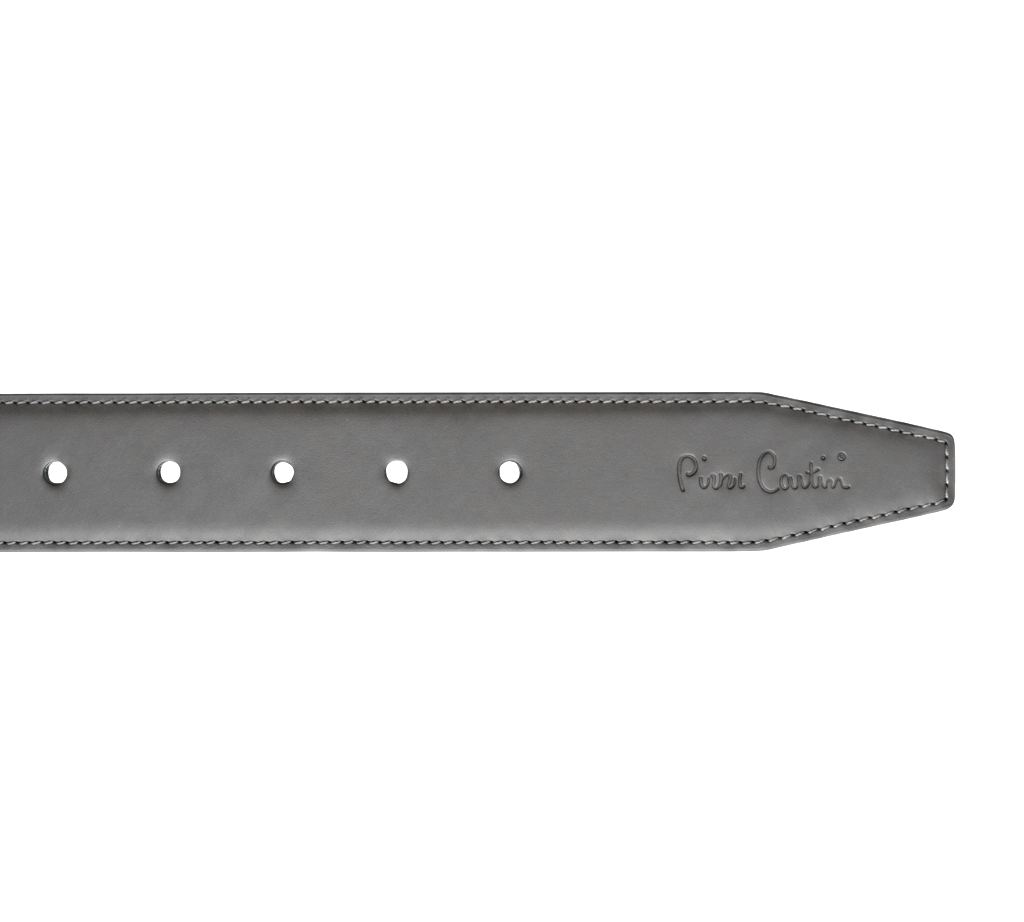 Pierre Cardin Shiny Grey Classic Black Silver D-Ring Adjustable Belt Adjustable Mens Belt-38