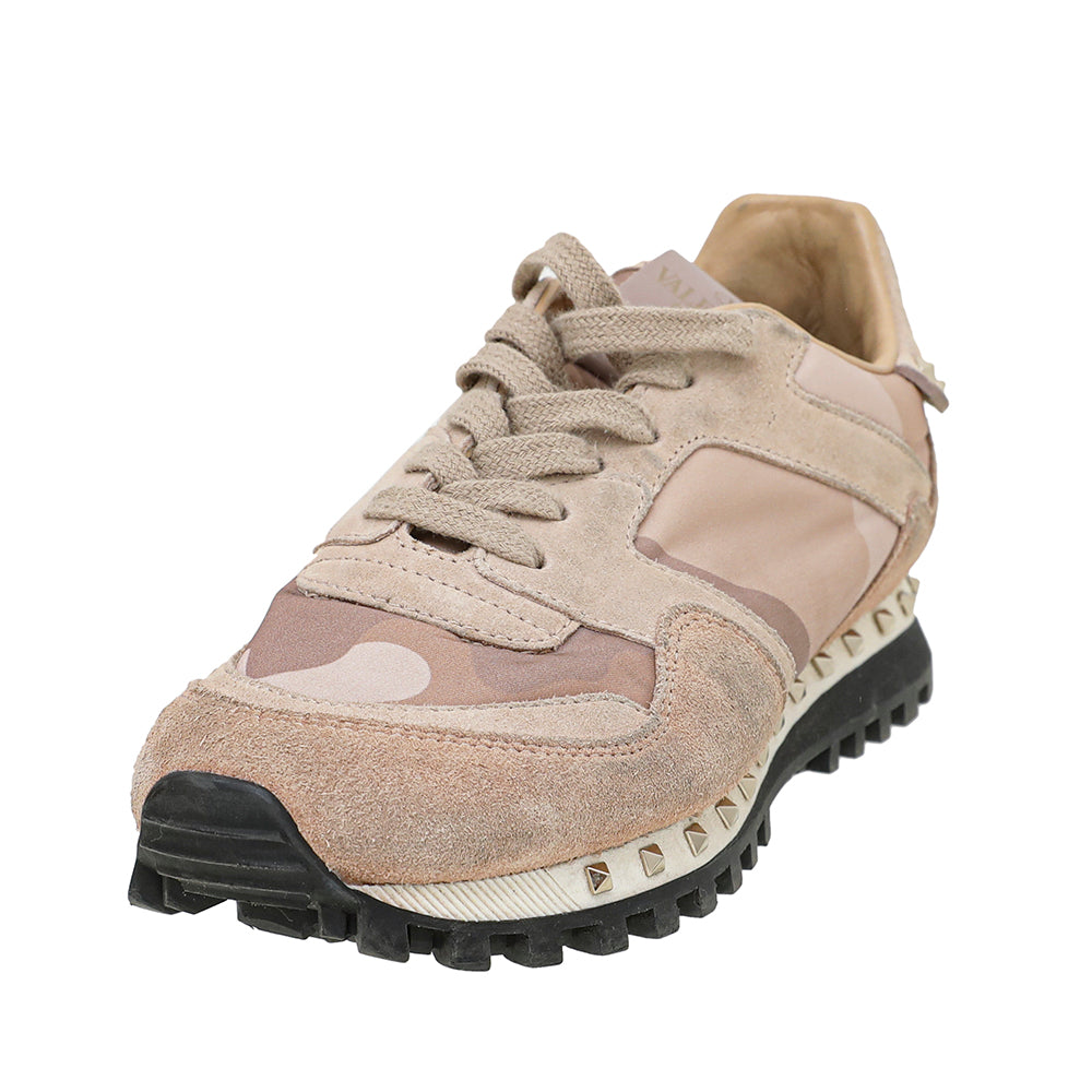 Valentino Dusty Pink Camouflage Rockstud Sneakers 35.5