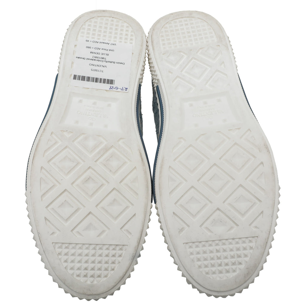 Valentino Blue Denim Butterfly Embroidered Sneakers 37