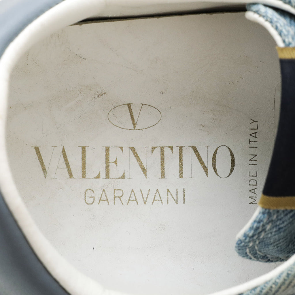 Valentino Blue Denim Butterfly Embroidered Sneakers 37