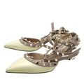 Valentino Light Yellow Rockstud Caged Ankle Strap Heels 35.5