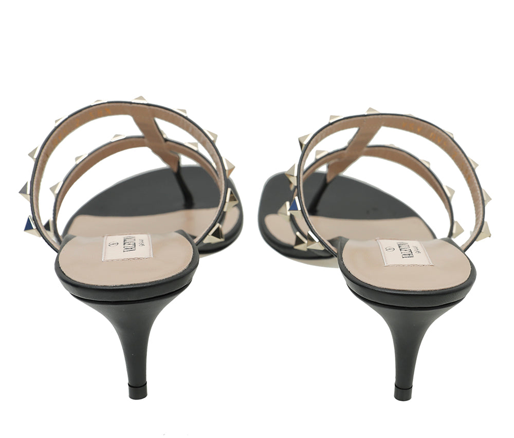 Valentino Black Rockstud Flip Flop Thong Sandals 38.5