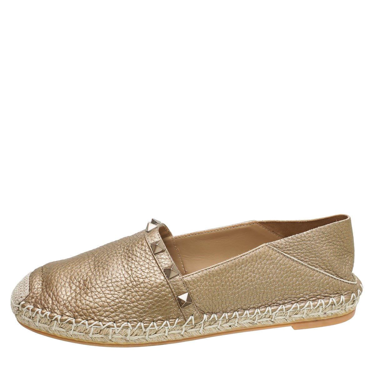 Valentino Metallic Skin Rockstud Espadrille 36
