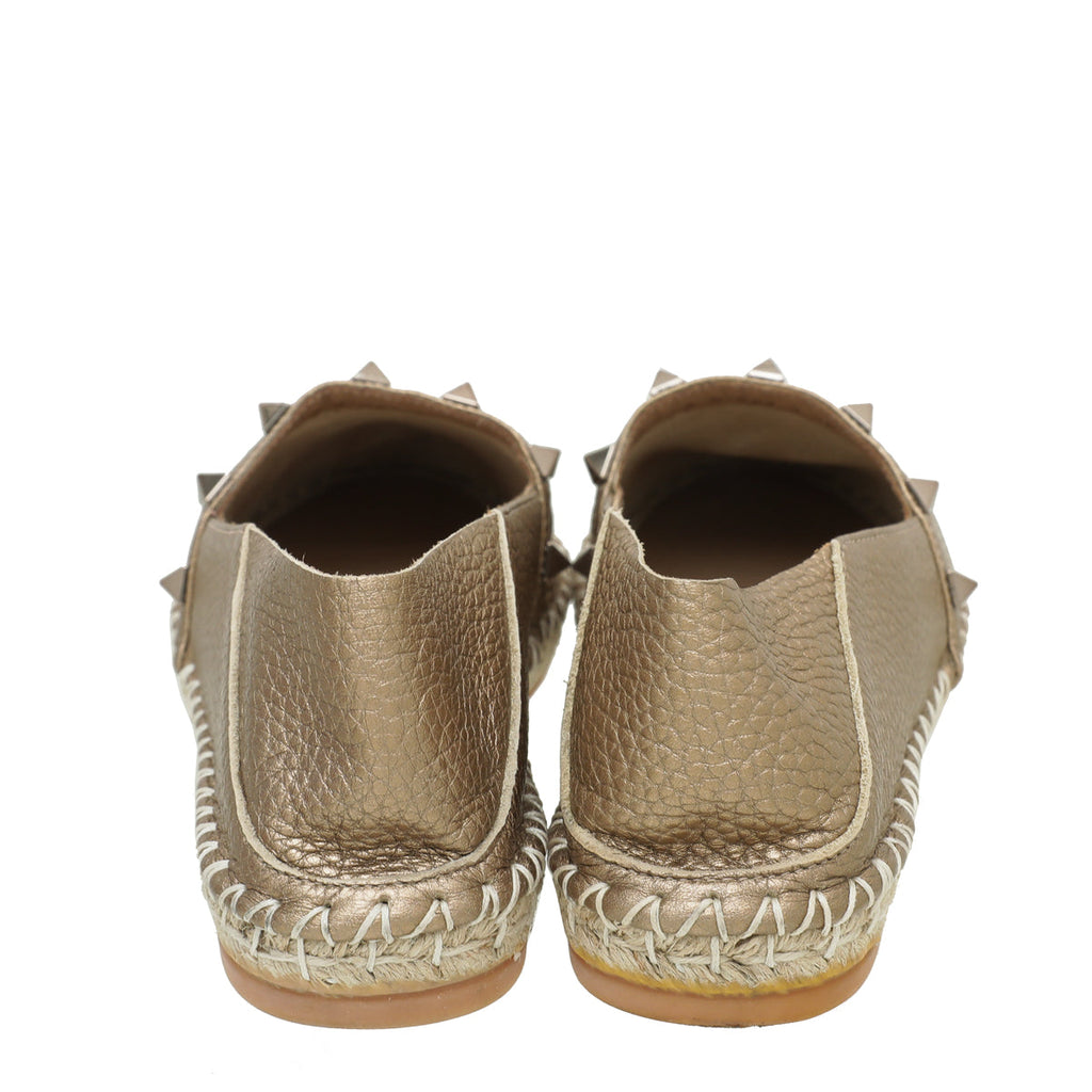 Valentino Metallic Skin Rockstud Espadrille 36