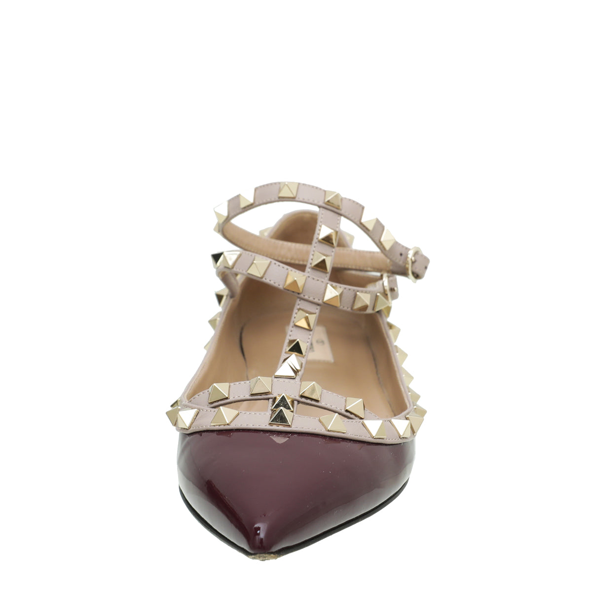 Valentino Burgundy Rockstud Caged Ballet Flat 40