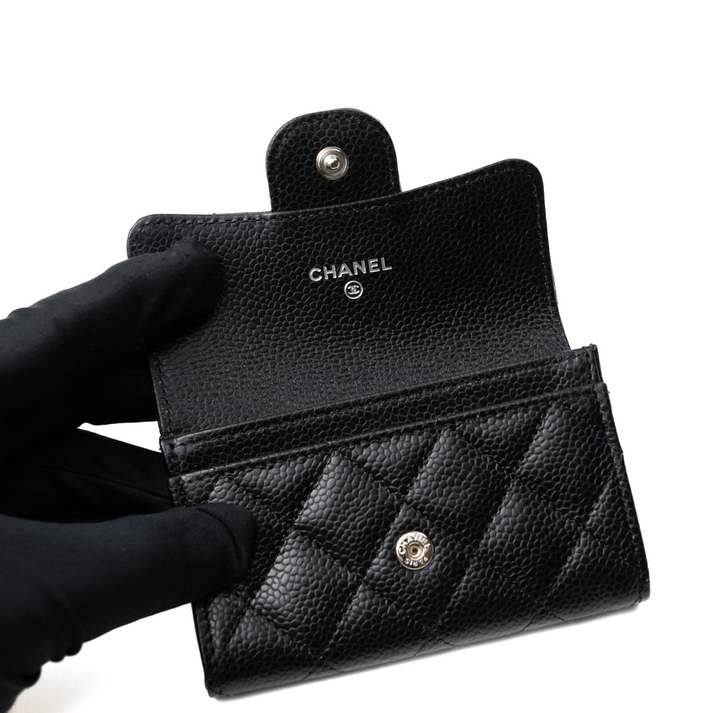 Chanel Classic Flap Card Holder Caviar Black  (Hologram)