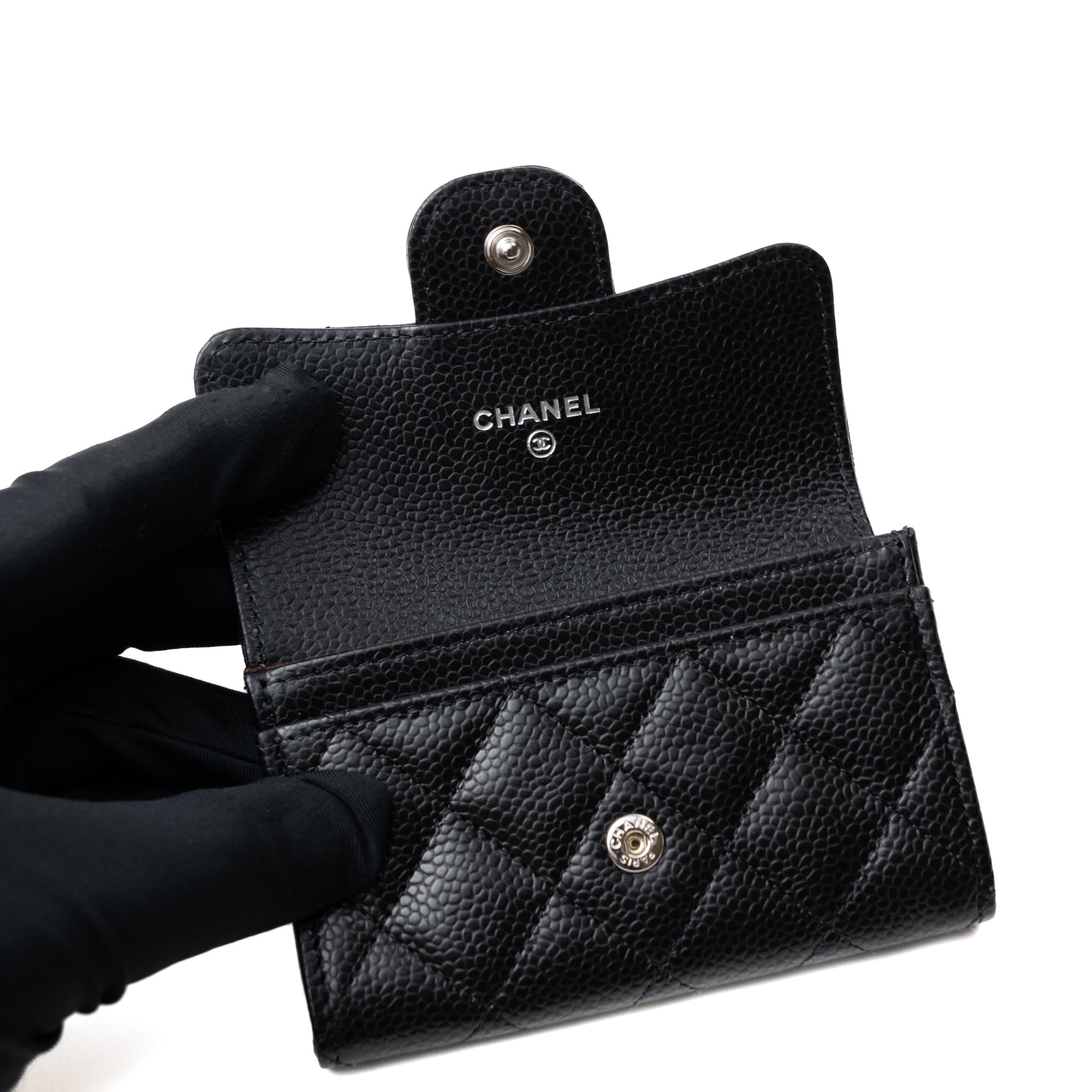Chanel Classic Flap Card Holder Caviar Black  (Hologram)