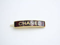 Chanel B21S Metal Burgundy Gold Edge English Long Hair Clip