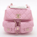 Chanel Pink Caviar Quilted Small Duma Pockets Drawstring Backpack