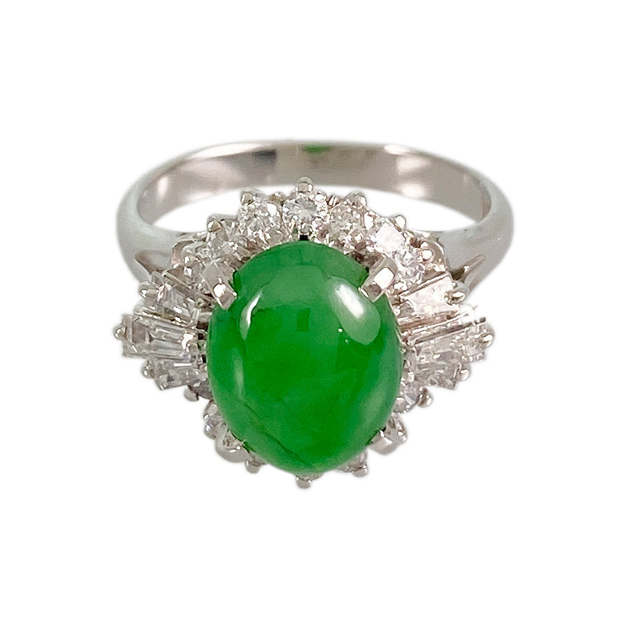 Ring Platinum jade diamond