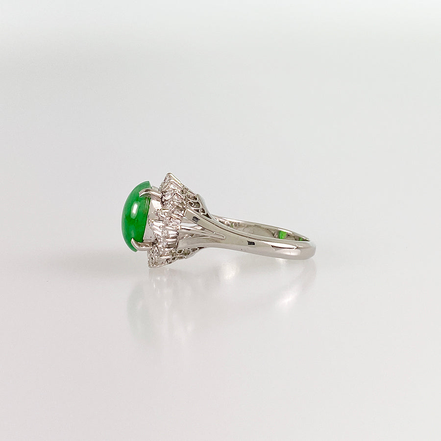 Ring Platinum jade diamond