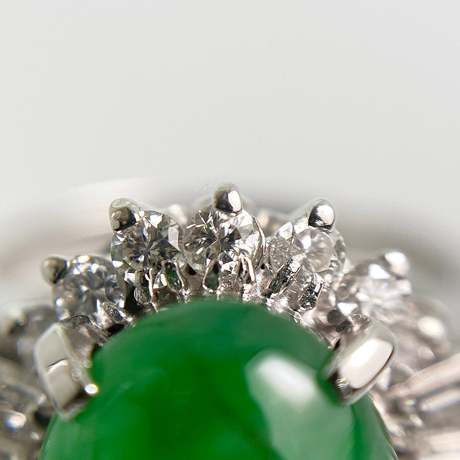 Ring Platinum jade diamond