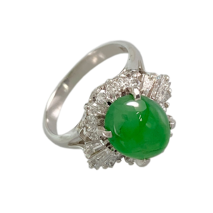 Ring Platinum jade diamond
