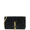 YSL Black Suede Classic Monogram Kate Tassel Medium Bag