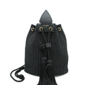 YSL Black Anja Embroidered Bucket Small Bag