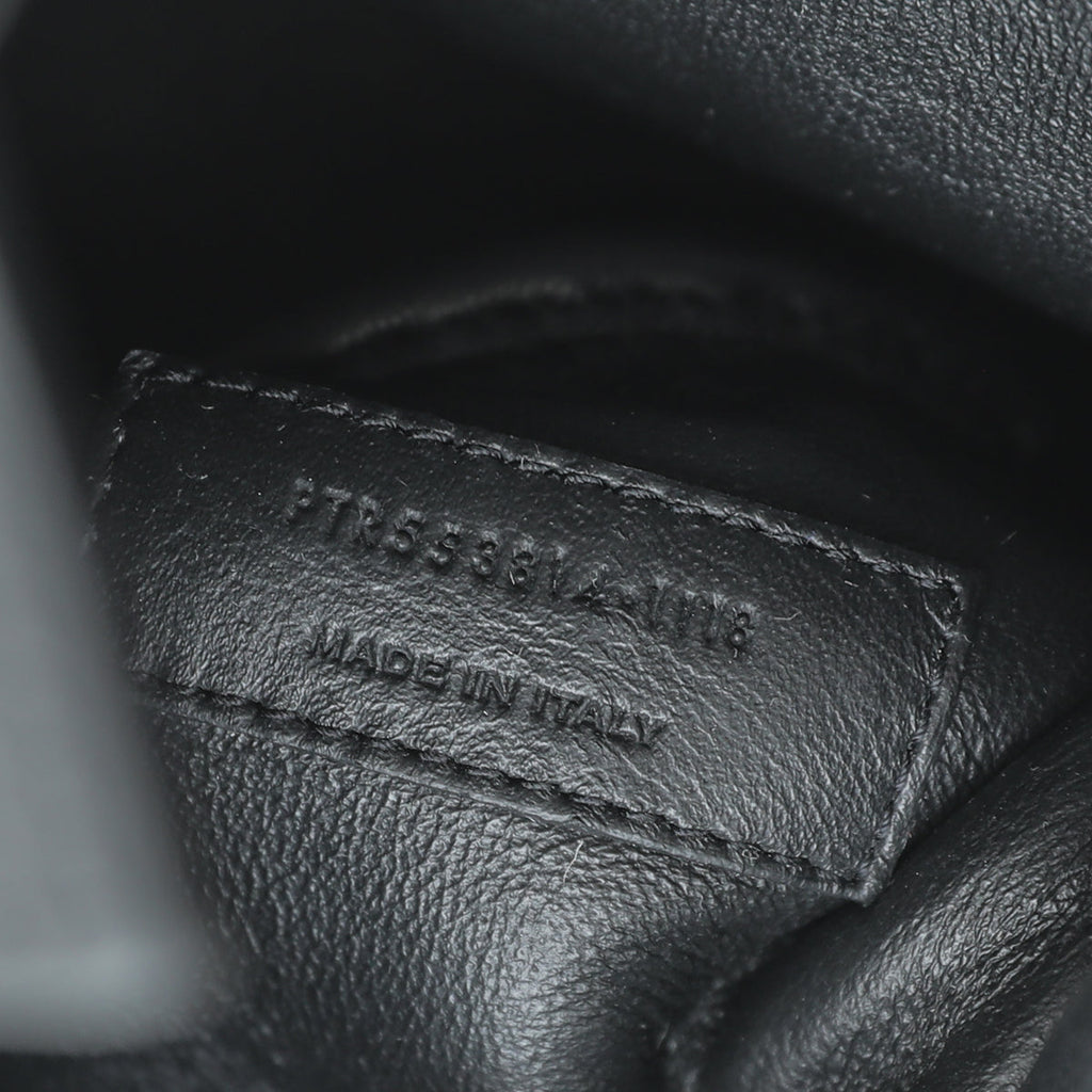 YSL Black Anja Embroidered Bucket Small Bag