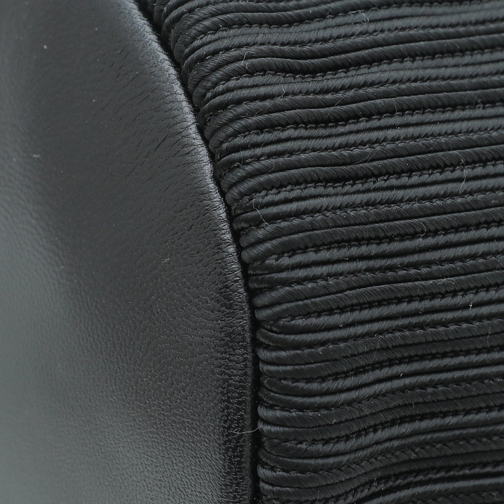 YSL Black Anja Embroidered Bucket Small Bag