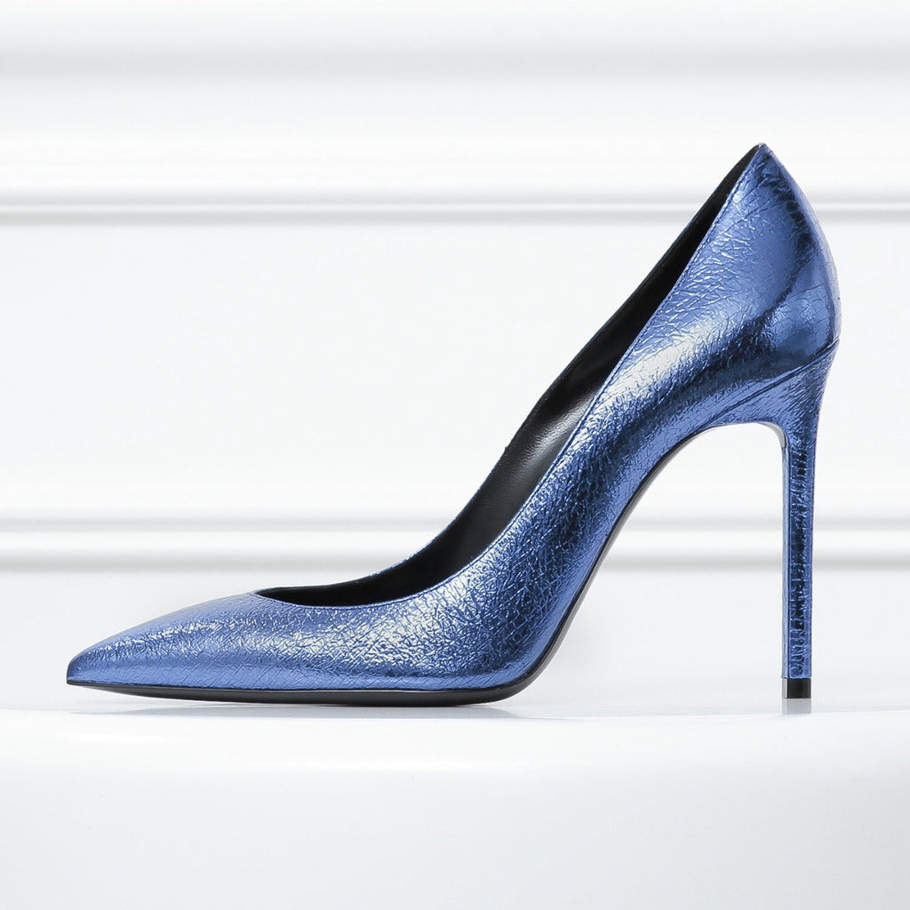 YSL Metallic Royal Blue Anja Pumps 37.5