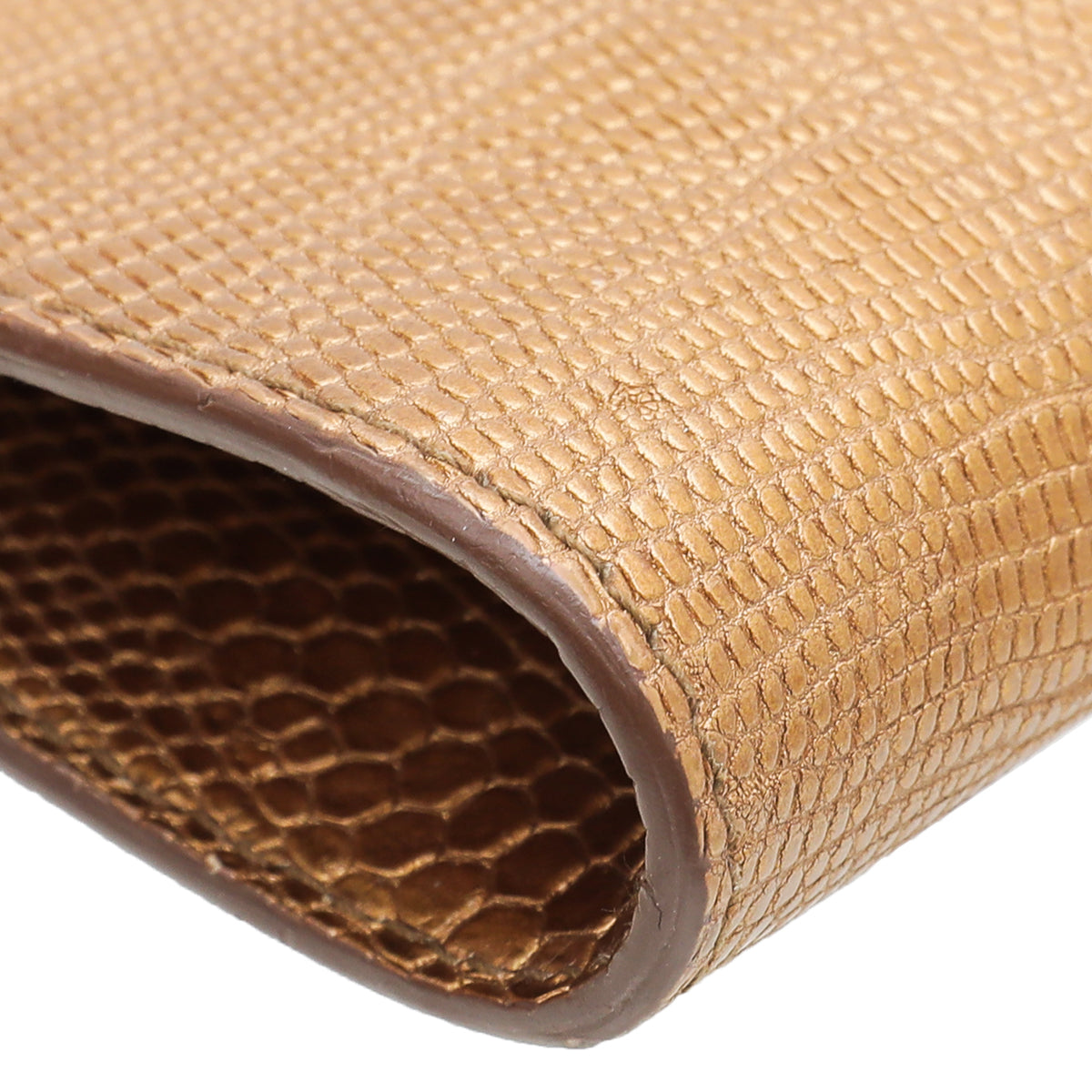 YSL Metallic Gold Lizard Muse Clutch