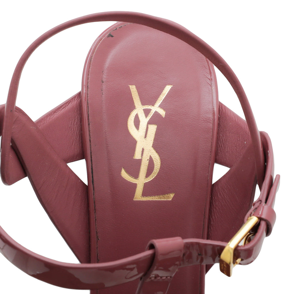 YSL Dark Mauve Mid Heel Tribute Sandals 40
