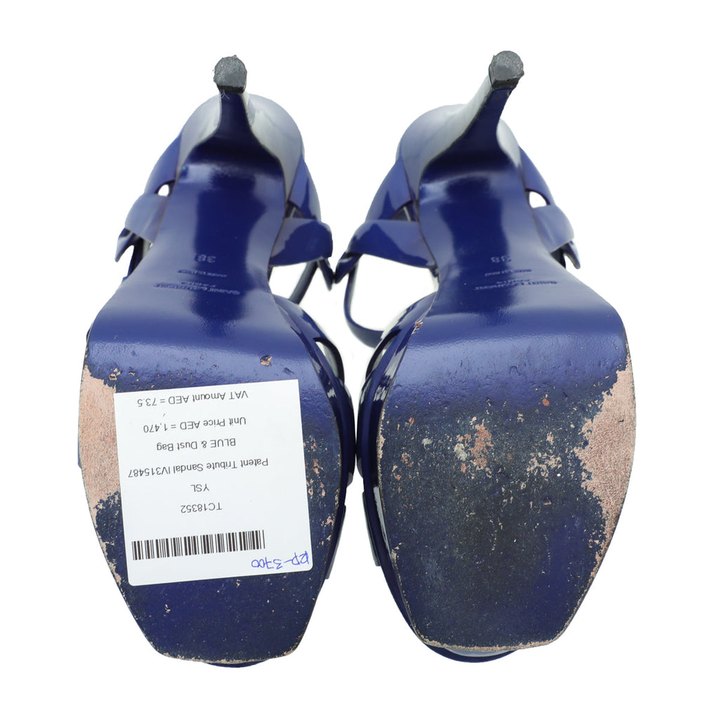 YSL Blue Tribute Sandal 38