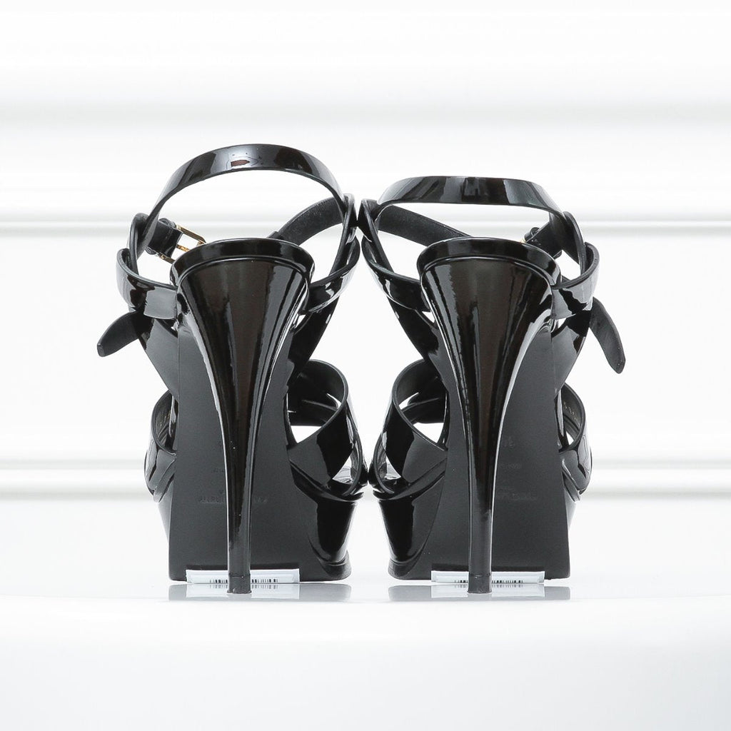 YSL Black Patent Tribute Heels 39 1-2