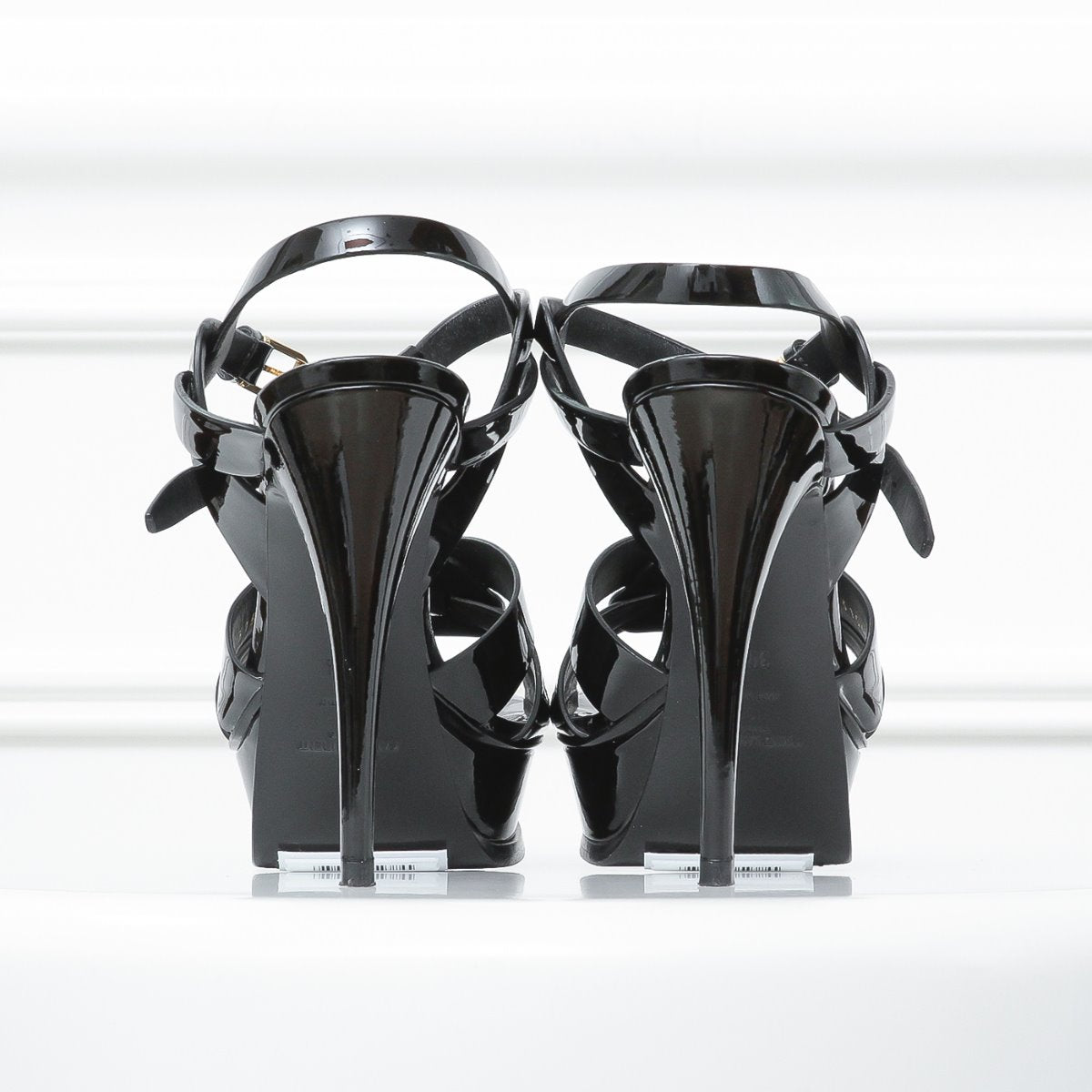 YSL Black Patent Tribute Heels 39 1-2