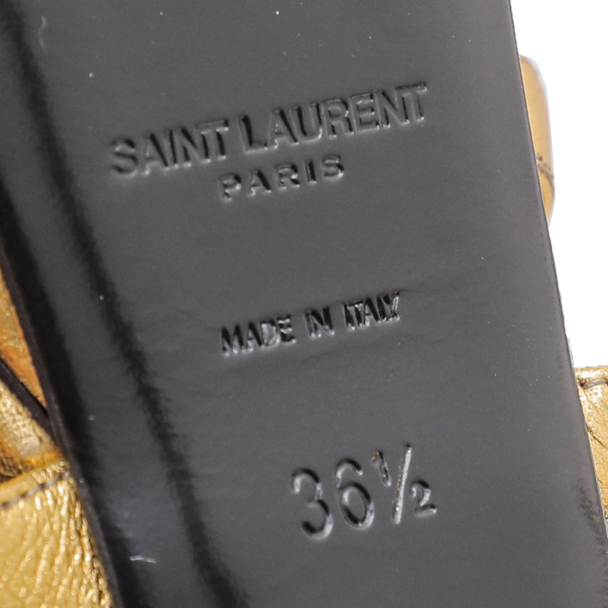 YSL Metallic Gold Strappy T-Strap Sandals 36.5