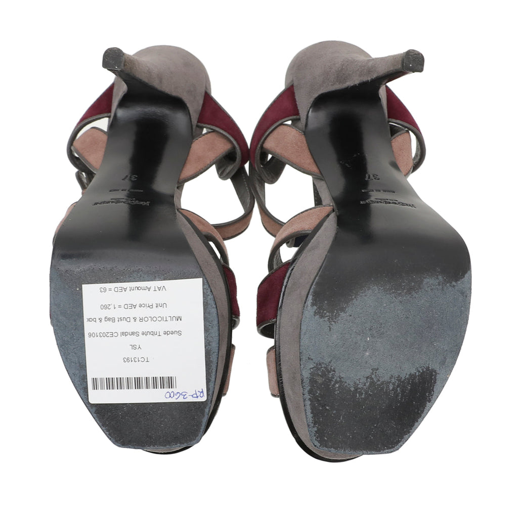 YSL Multicolor Suede Tribute Sandal 37