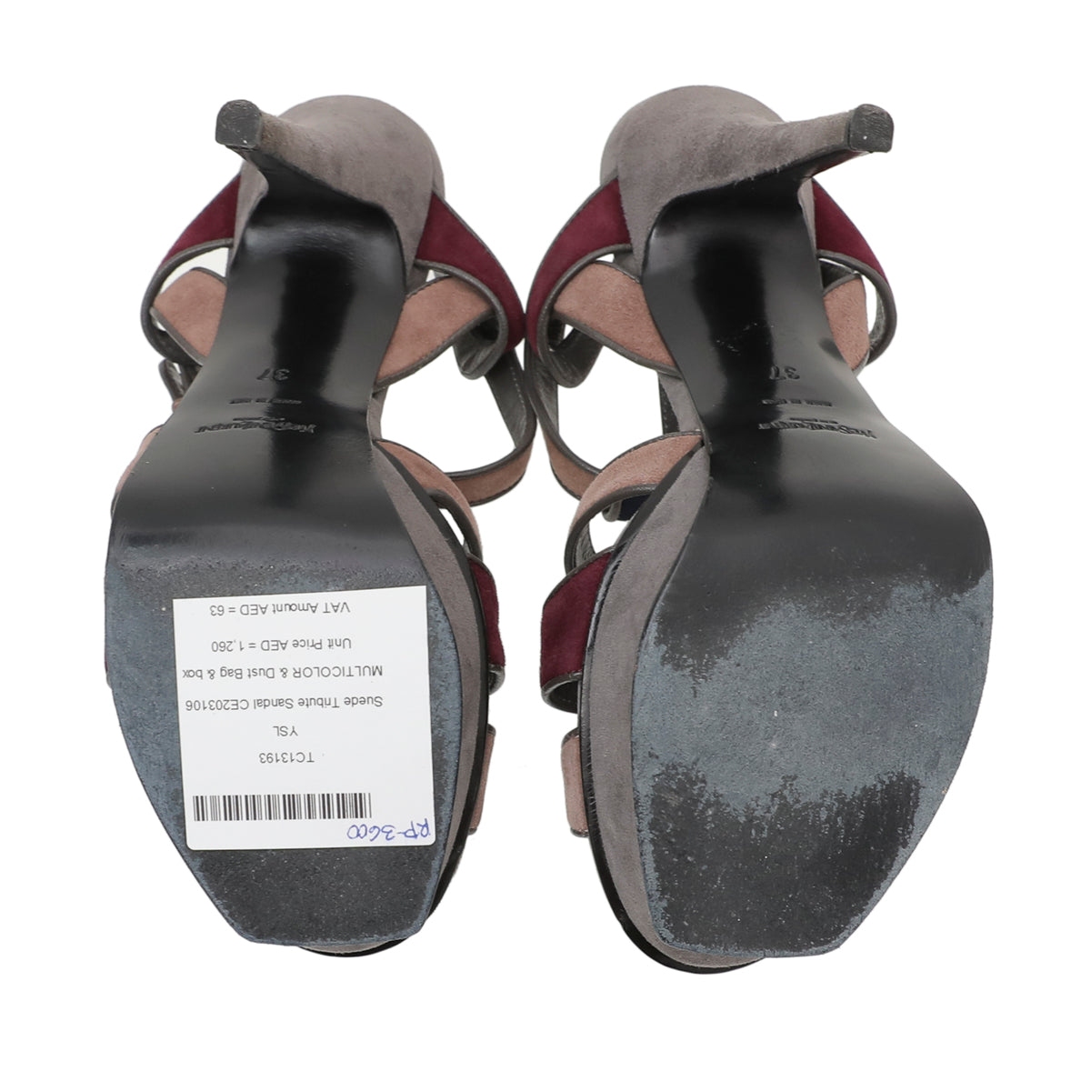 YSL Multicolor Suede Tribute Sandal 37