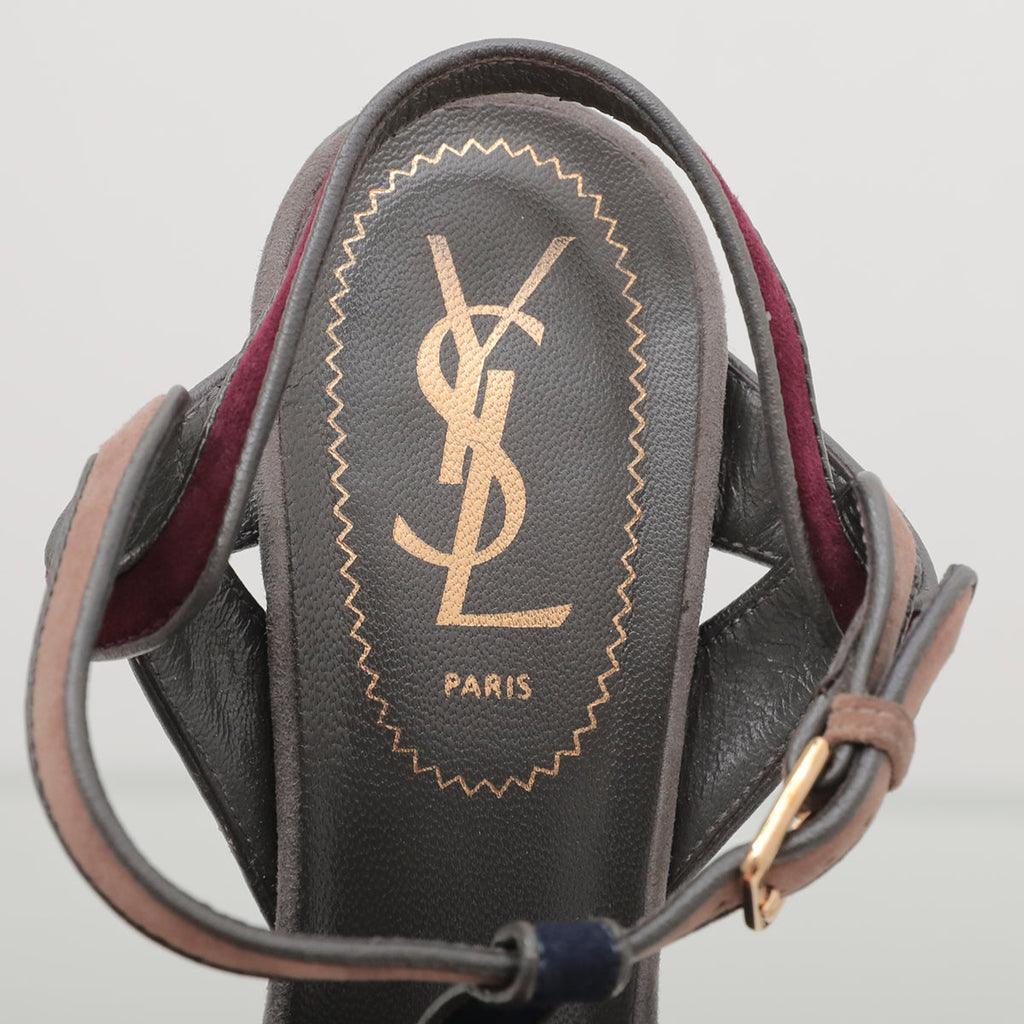YSL Multicolor Suede Tribute Sandal 37