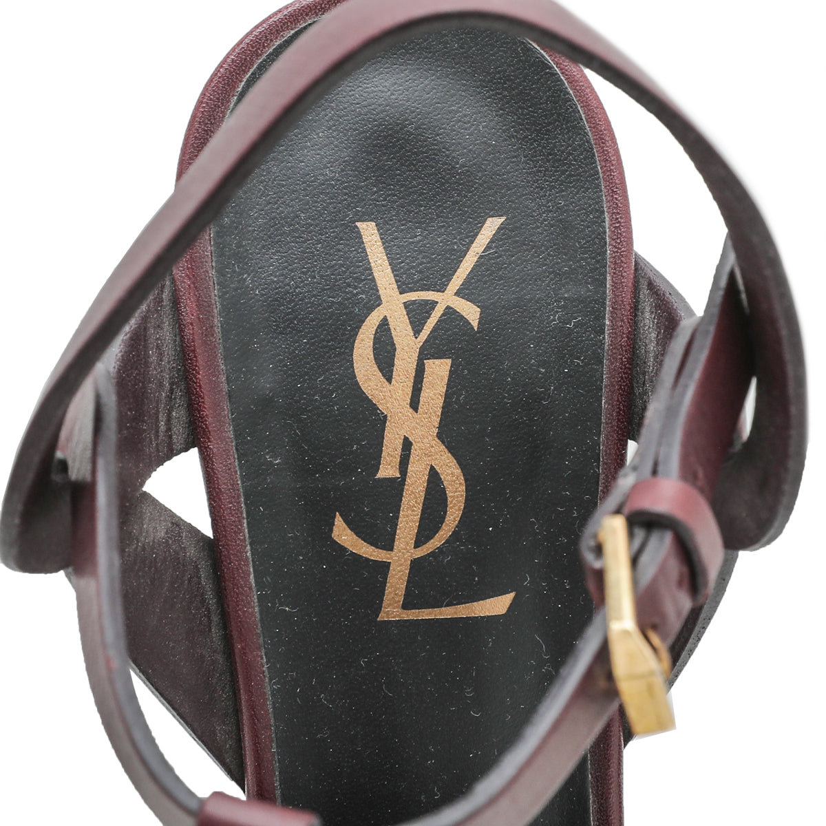 YSL Burgundy Tribute Sandals 36