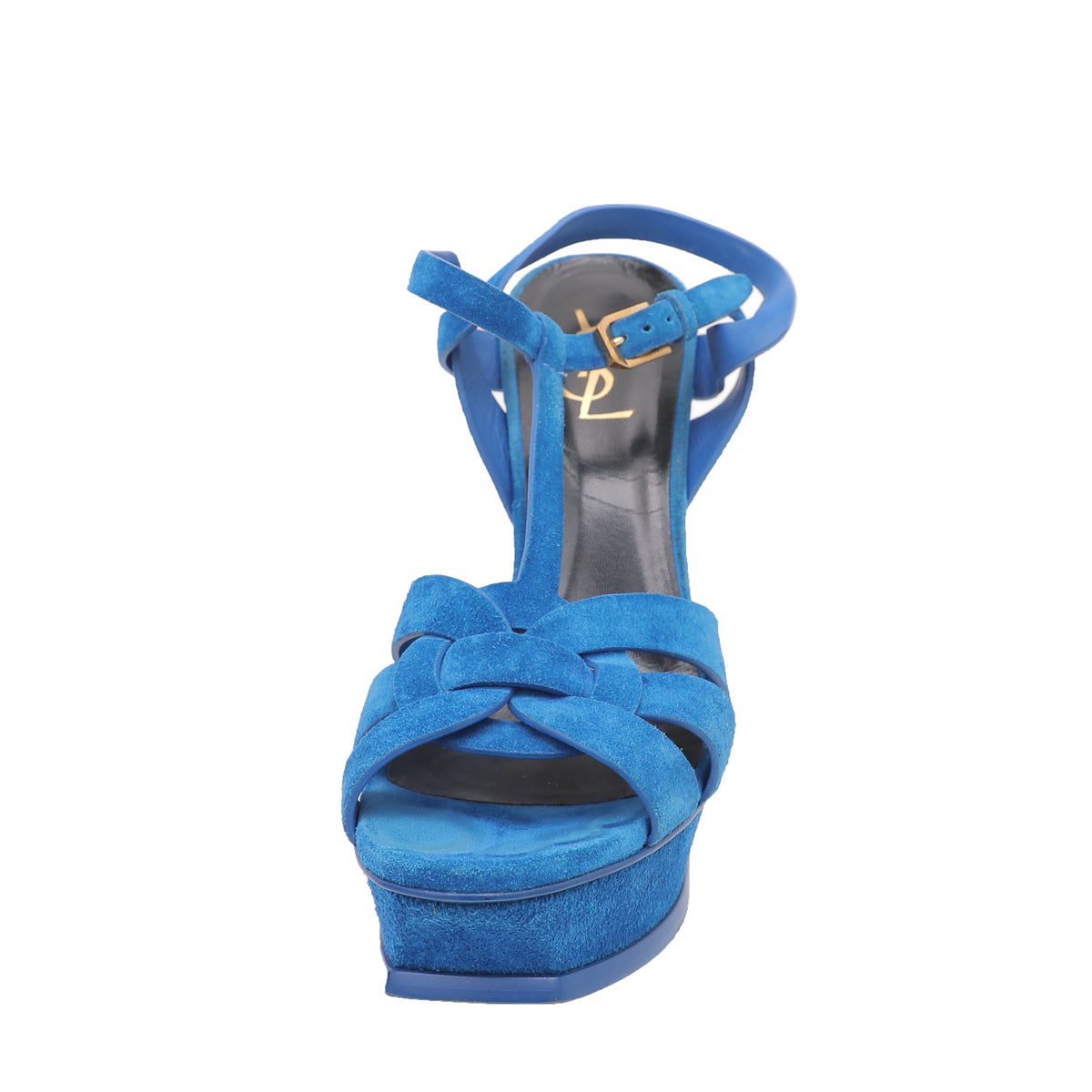 YSL Royal Blue Velvet Tribute Sandals 40