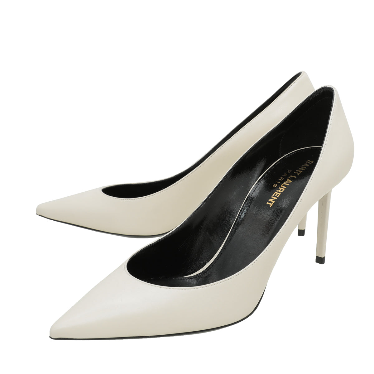 YSL White Pearl Zeo 85 Pumps 38.5