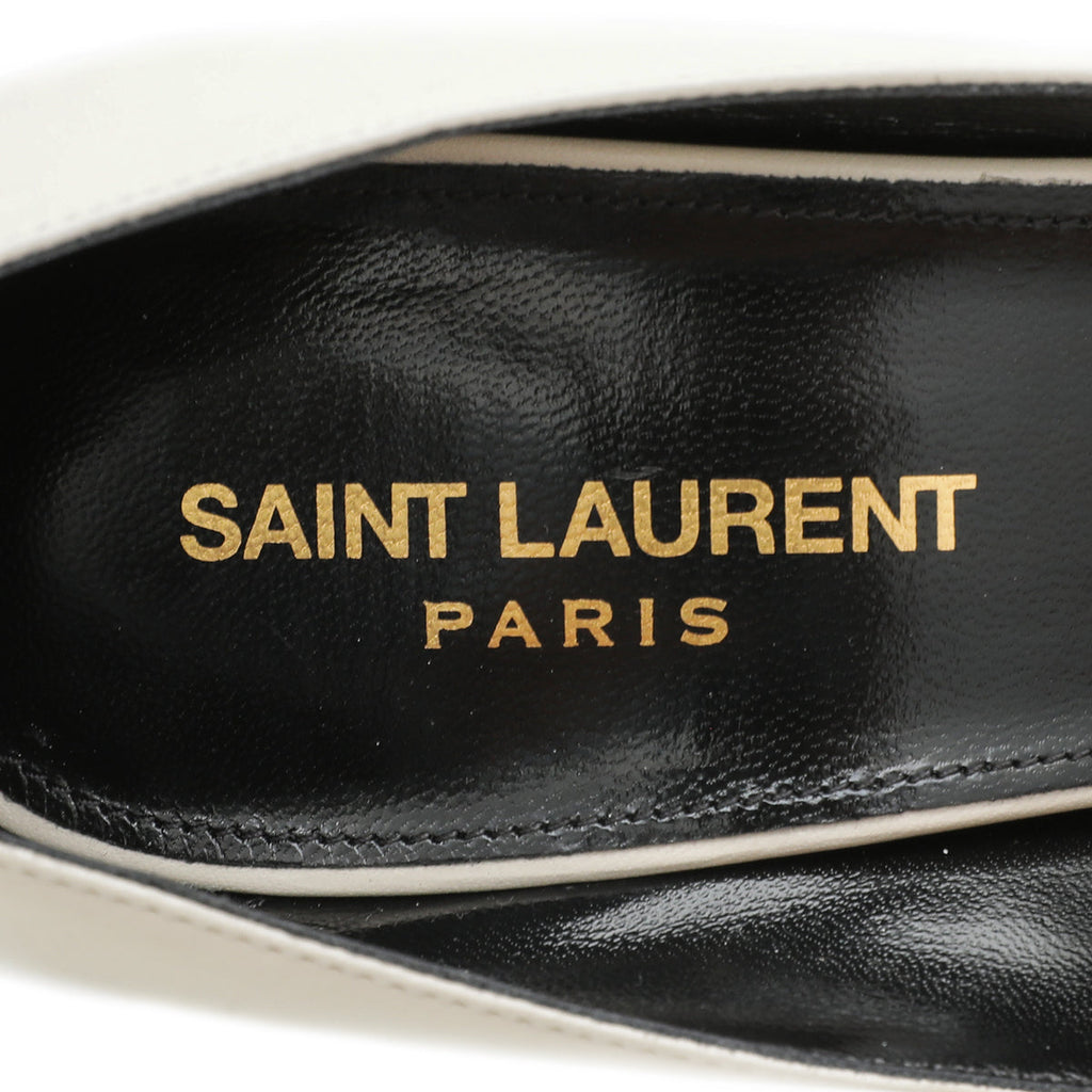 YSL White Pearl Zeo 85 Pumps 38.5