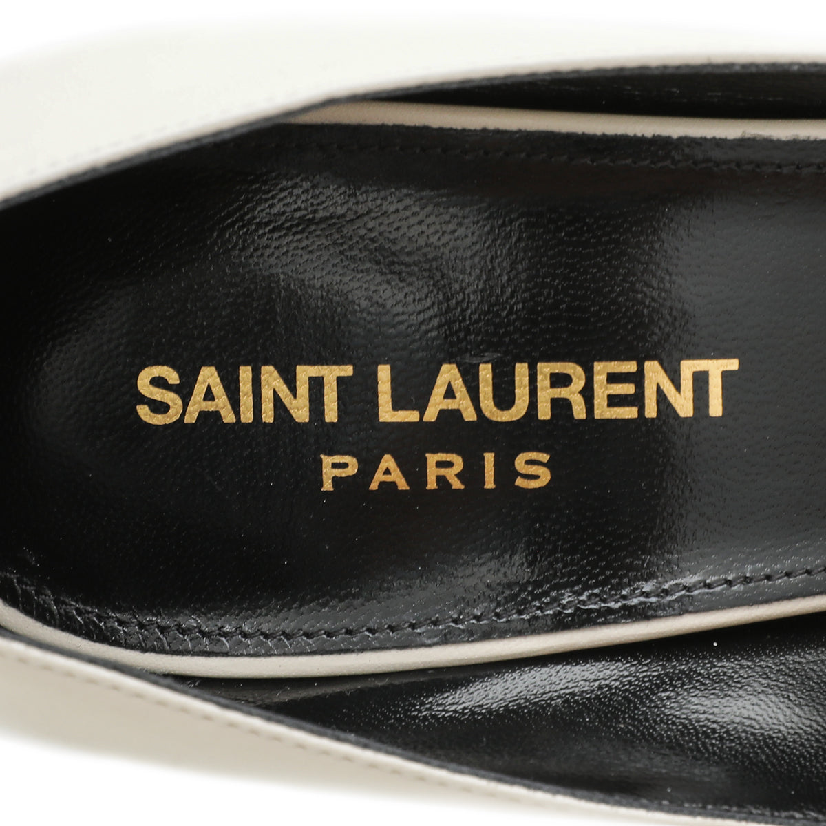 YSL White Pearl Zeo 85 Pumps 38.5