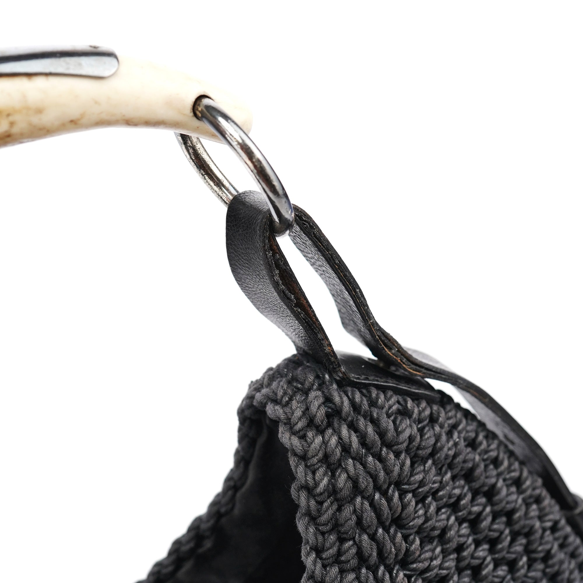 107203 Black Braided Rope Mombasa Shoulder Bag