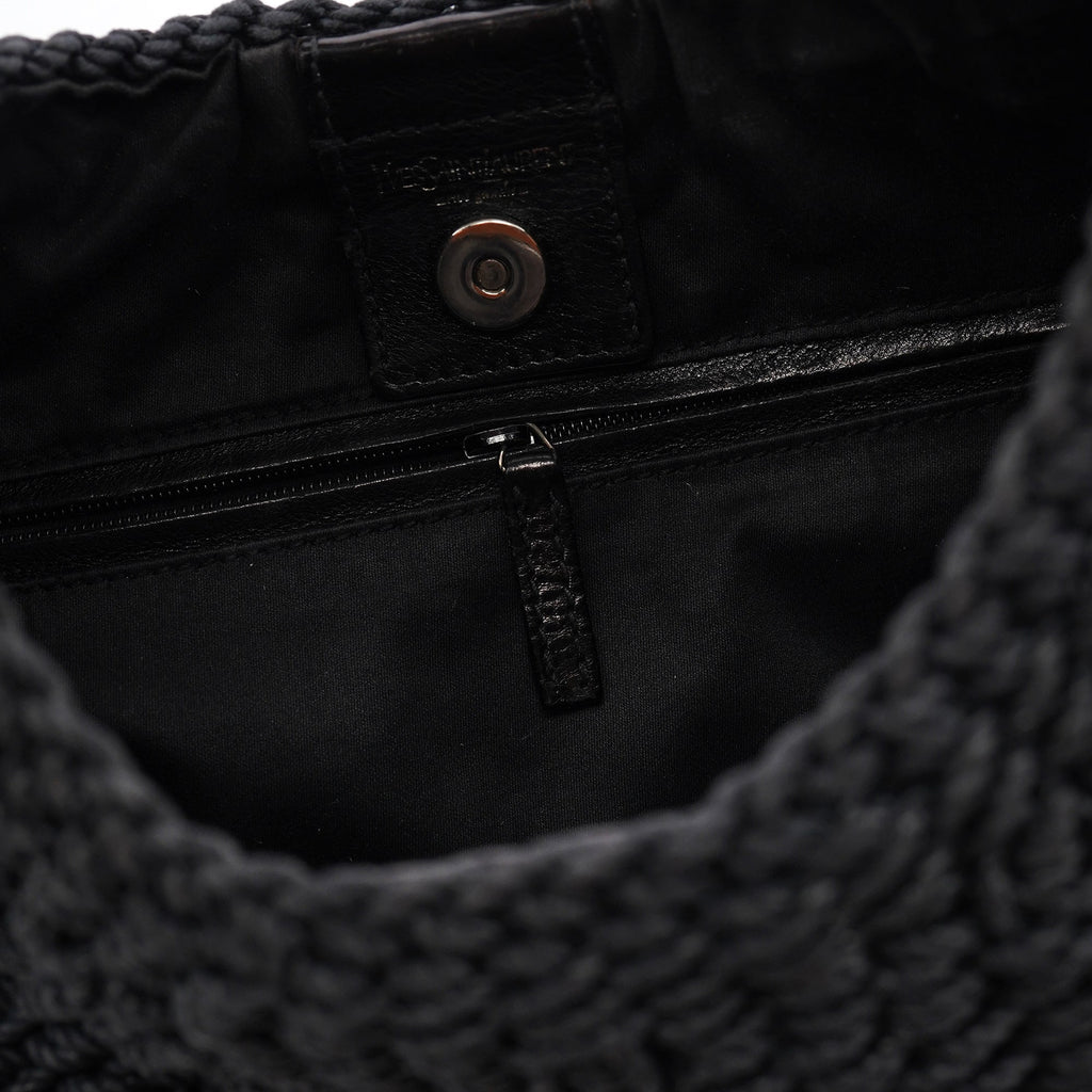 107203 Black Braided Rope Mombasa Shoulder Bag