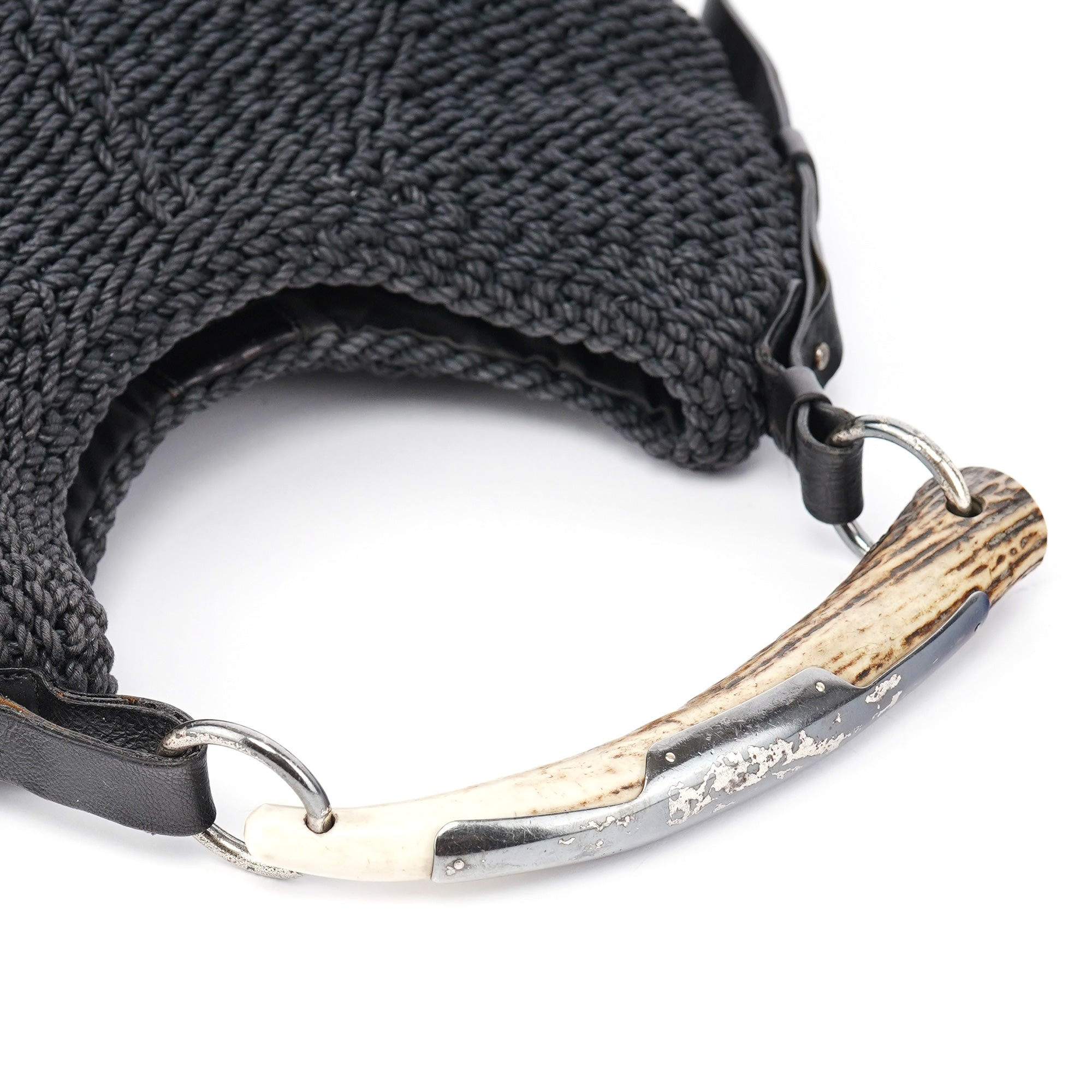 107203 Black Braided Rope Mombasa Shoulder Bag