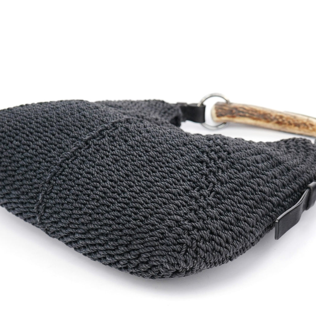 107203 Black Braided Rope Mombasa Shoulder Bag