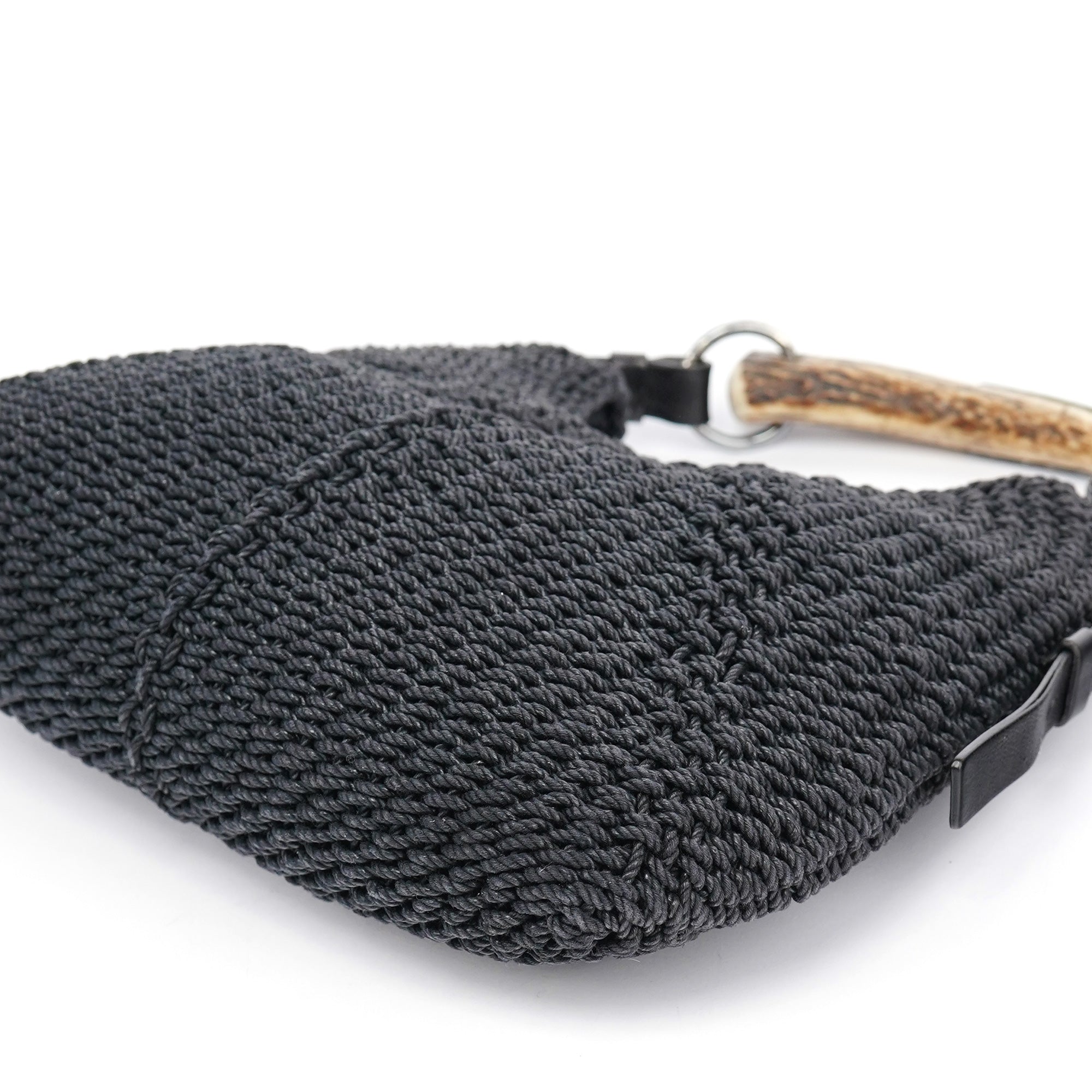 107203 Black Braided Rope Mombasa Shoulder Bag